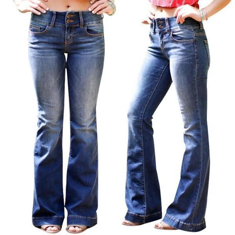 Flora Mid Rise Stretch Flared Jeans_1