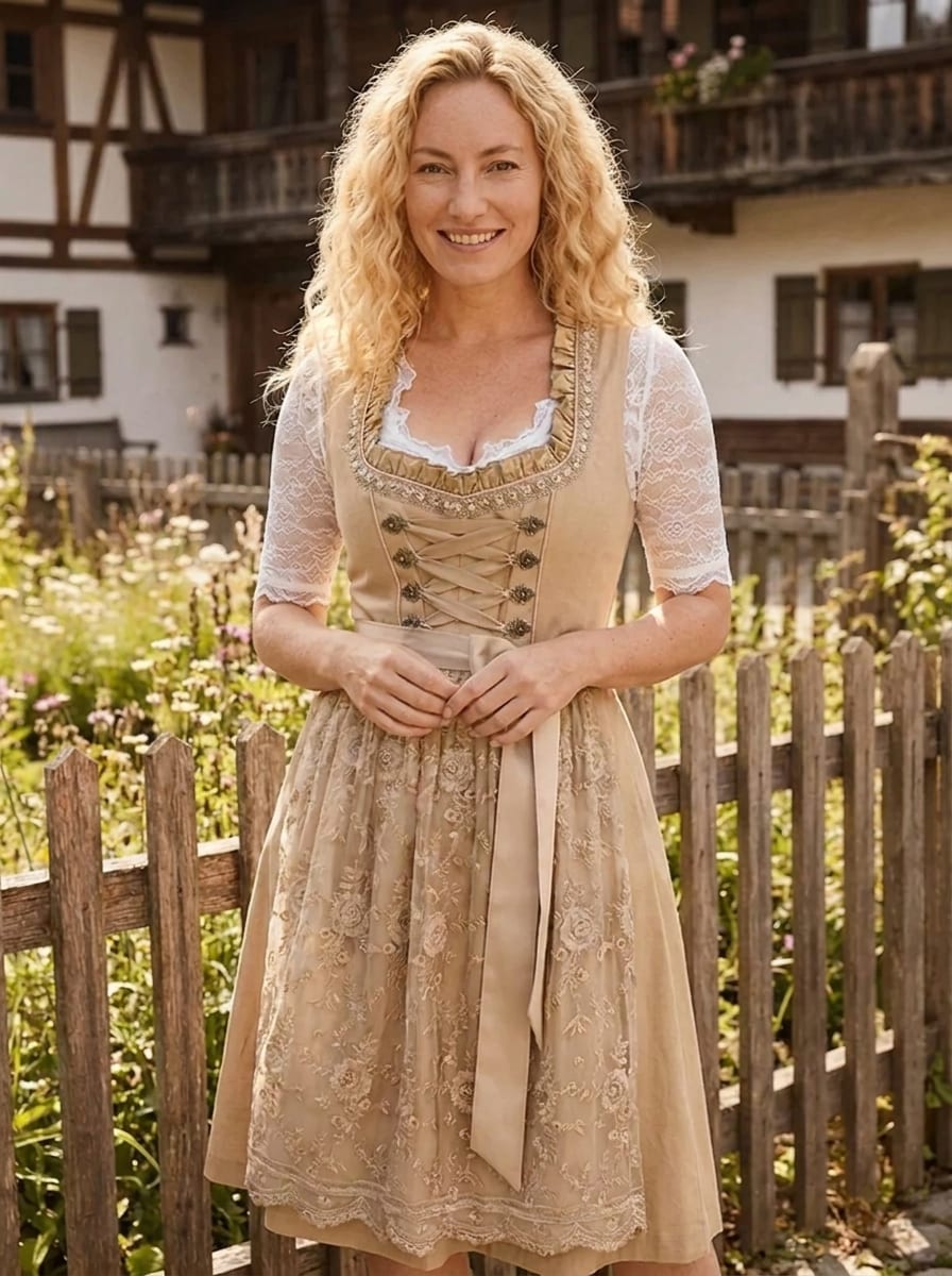 Elke Lace Trim Oktoberfest Dirndl Dress_4