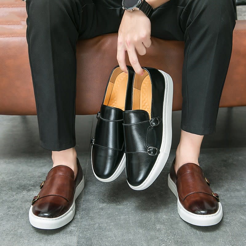 Octavio Leather Sneaker Sole Double Monk Loafers_5