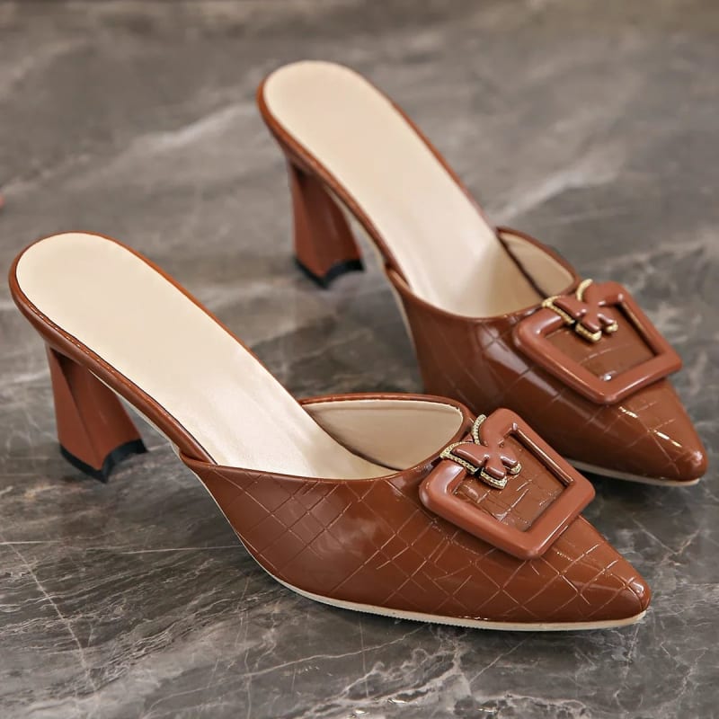 Lauretta Buckle Detail Pointed Toe Mules_1