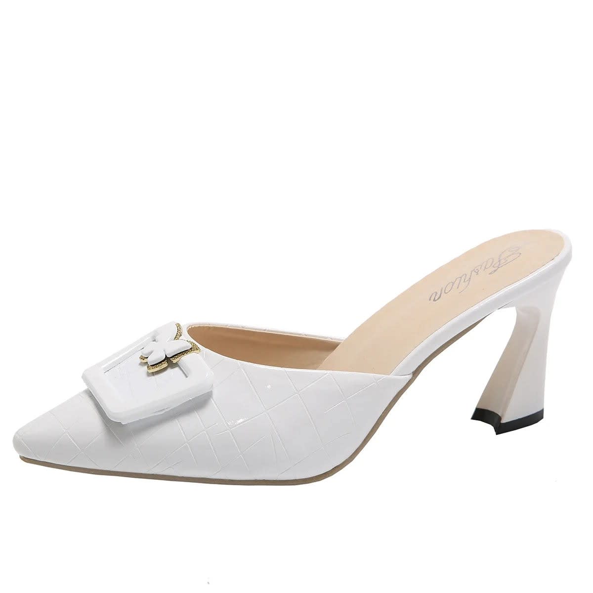 Lauretta Buckle Detail Pointed Toe Mules_15