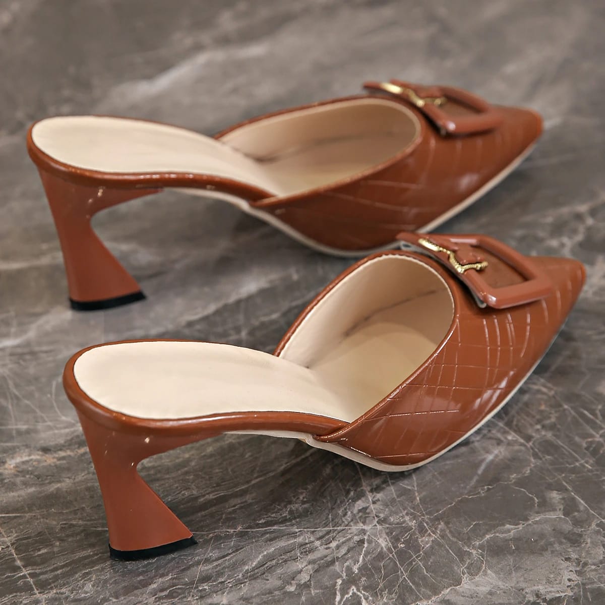 Lauretta Buckle Detail Pointed Toe Mules_6