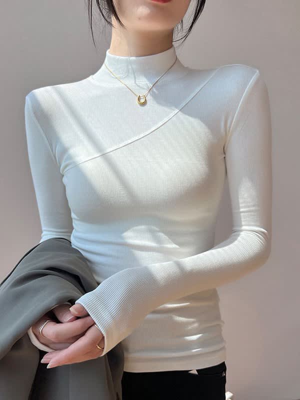 Kensington Ribbed Mock Neck Long Sleeve Top_4