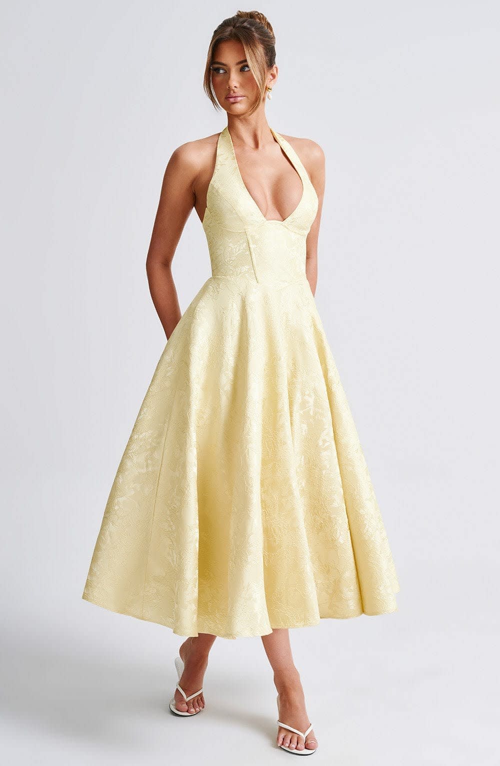 Hattie Halter Neck Corset Wedding Guest Midi Dress_10