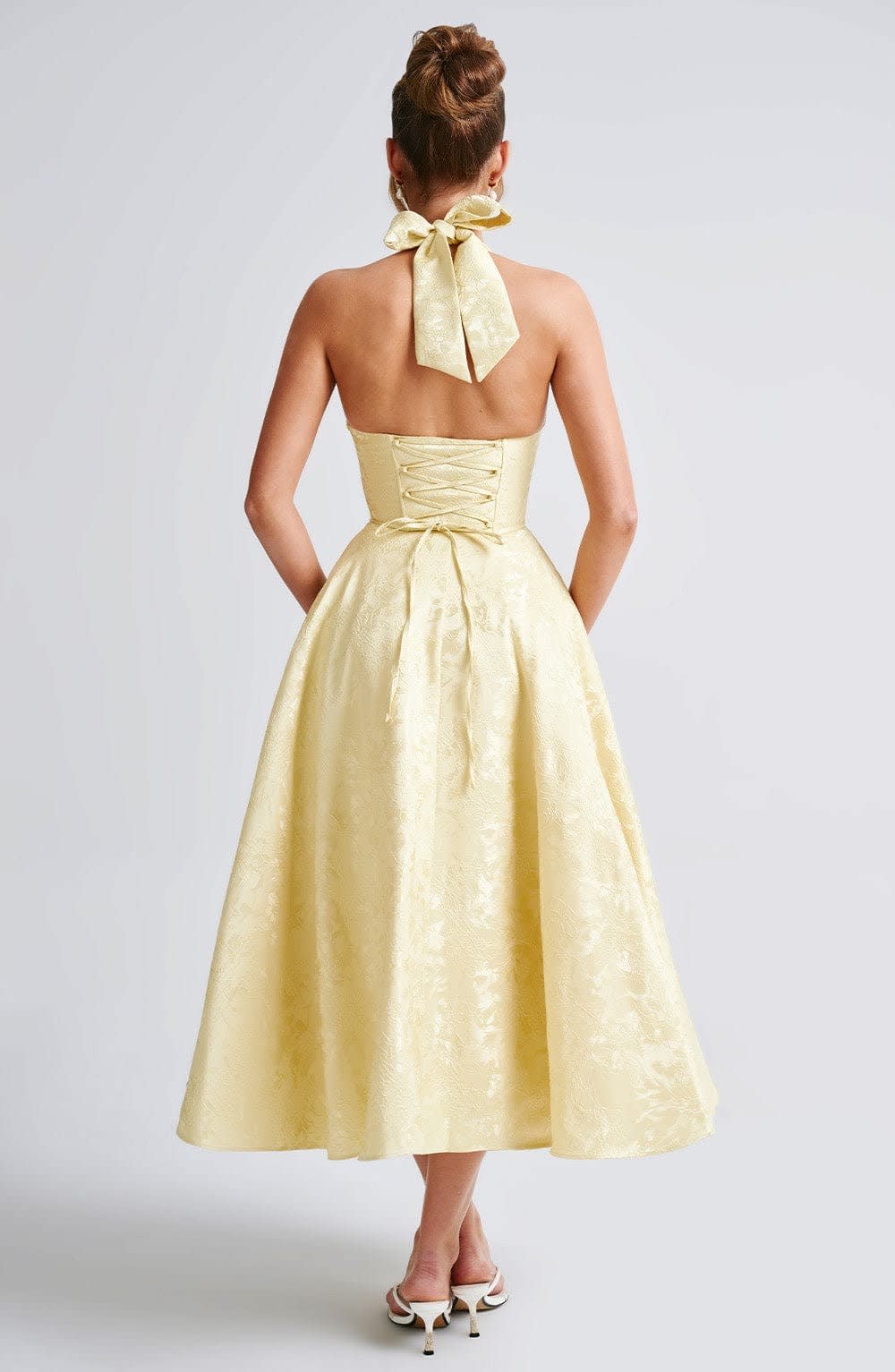 Hattie Halter Neck Corset Wedding Guest Midi Dress_12