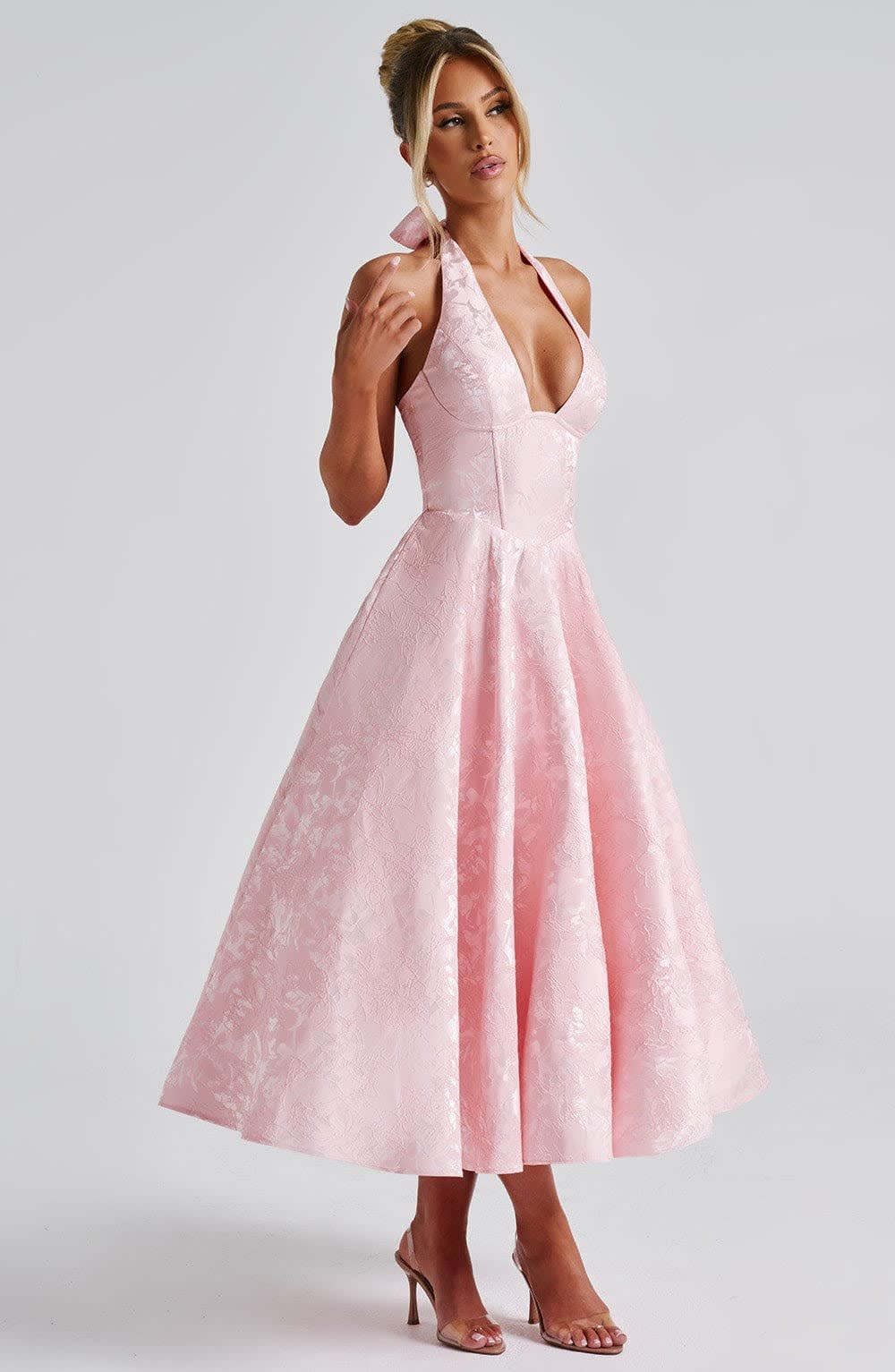 Hattie Halter Neck Corset Wedding Guest Midi Dress_2