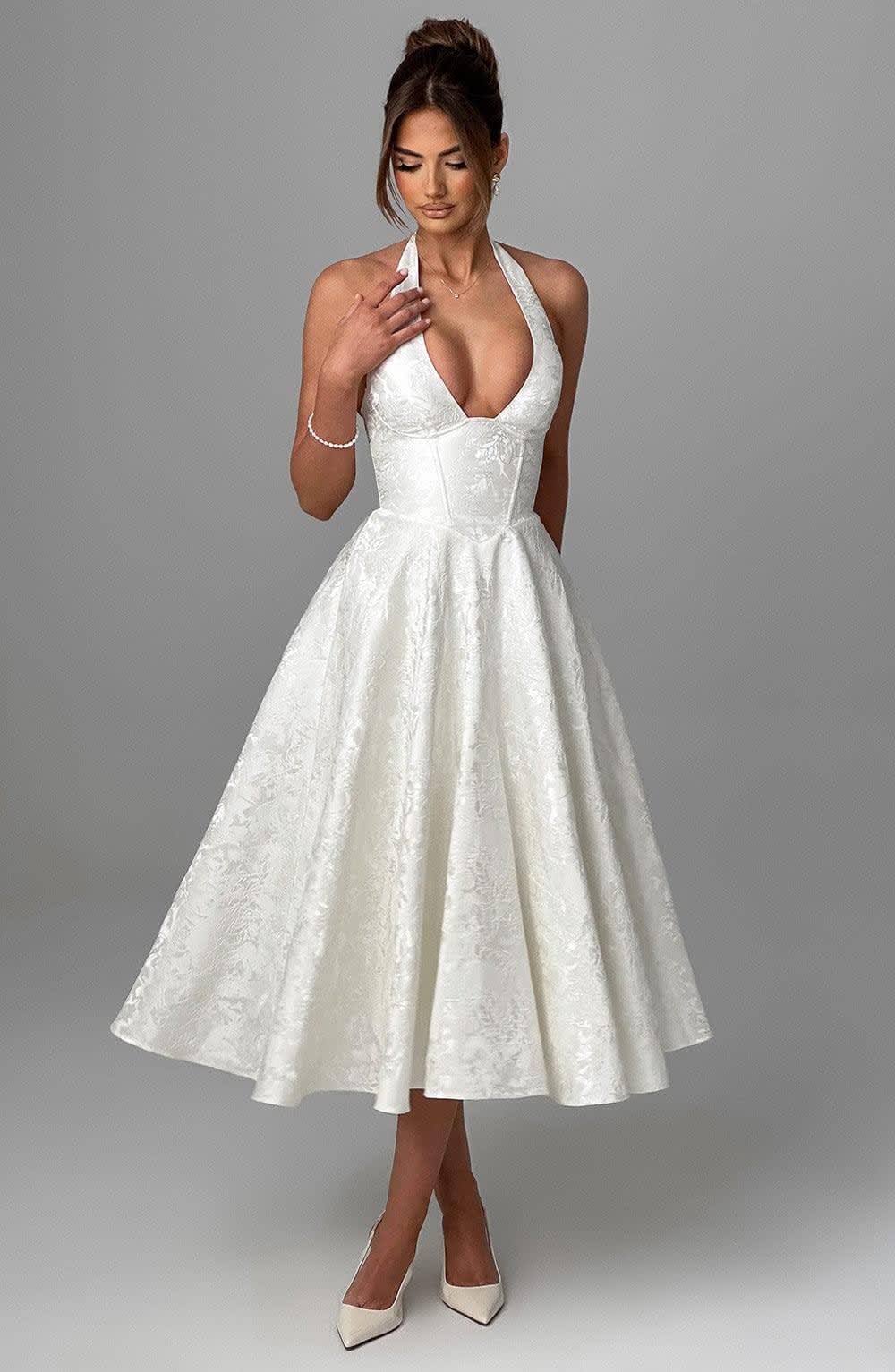 Hattie Halter Neck Corset Wedding Guest Midi Dress_4