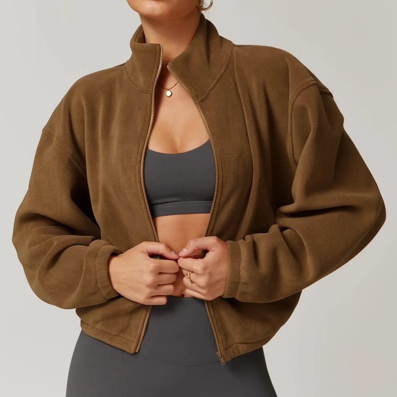 Marley Cropped Zip Up Fleece Jacket_1