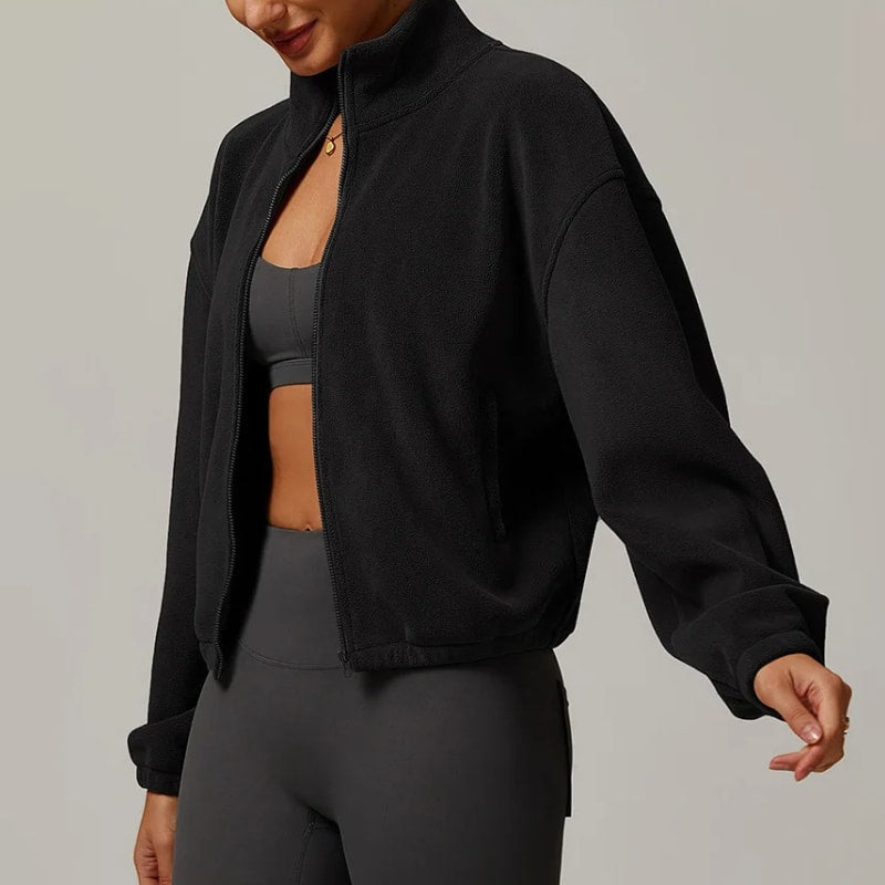 Marley Cropped Zip Up Fleece Jacket_5
