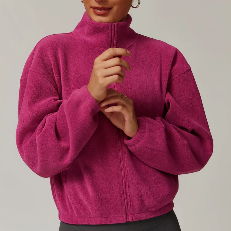 Marley Cropped Zip Up Fleece Jacket_7