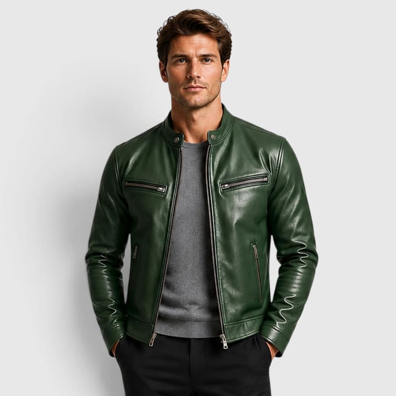 Tristan Genuine Leather Cafe Racer Jacket_1