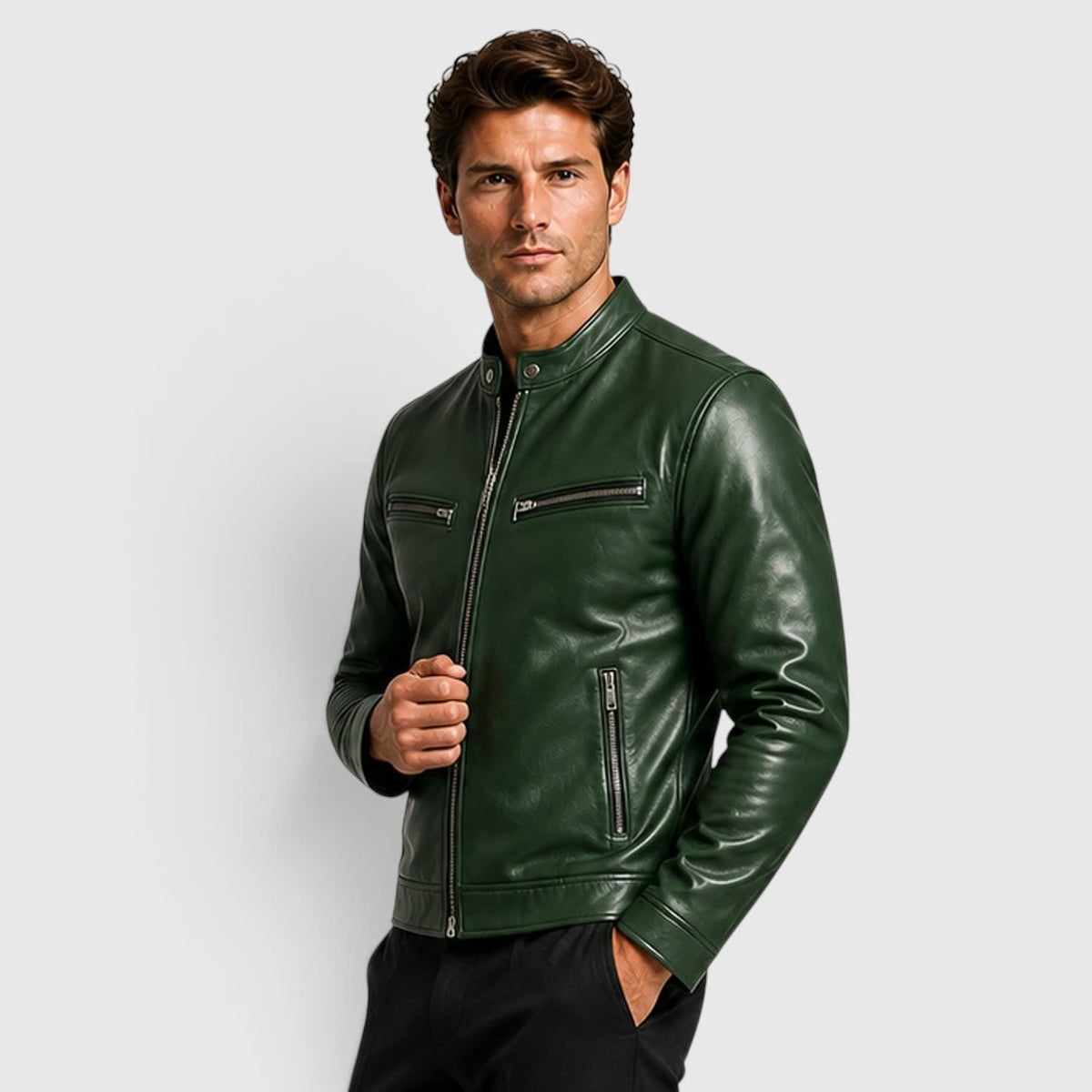 Tristan Genuine Leather Cafe Racer Jacket_2