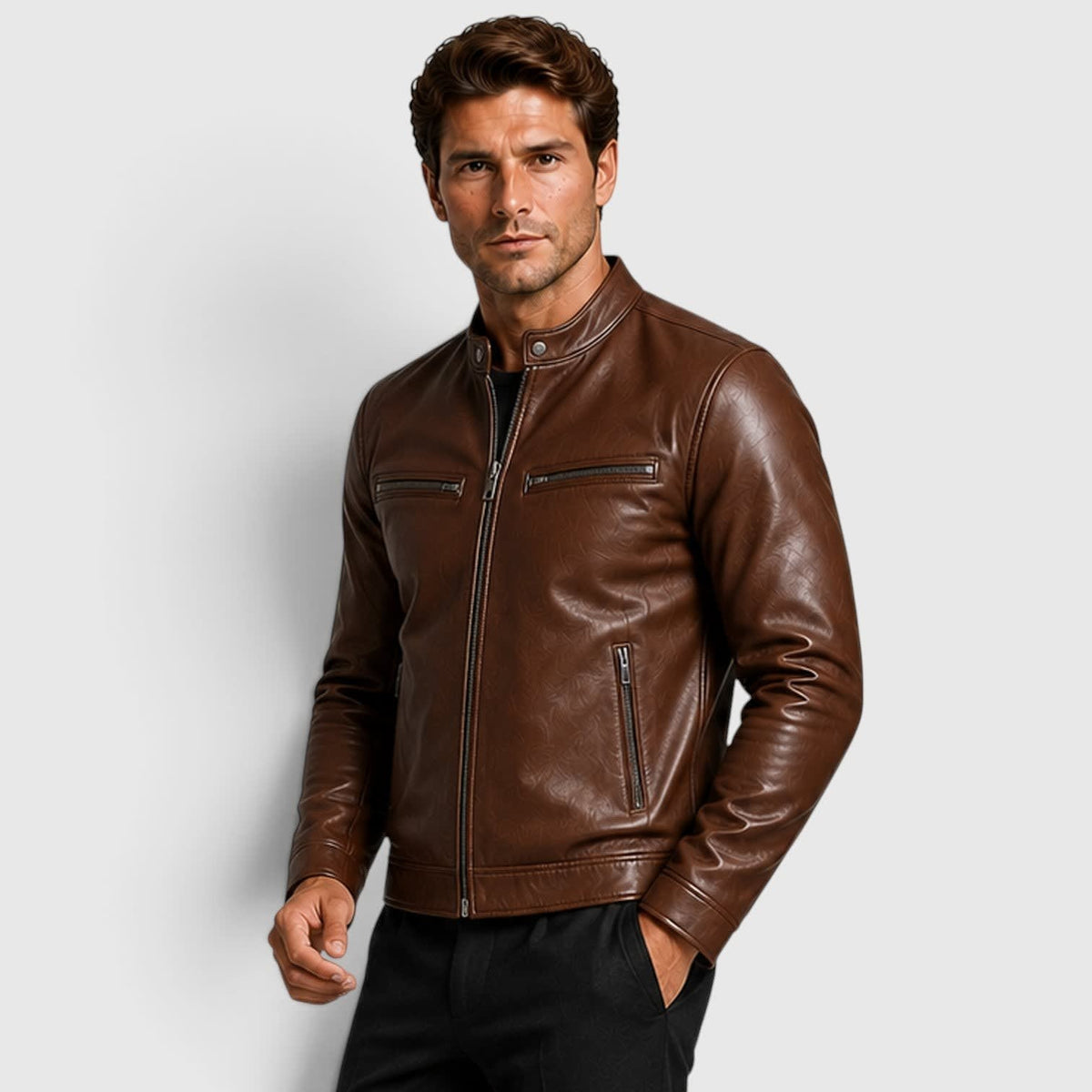 Tristan Genuine Leather Cafe Racer Jacket_9