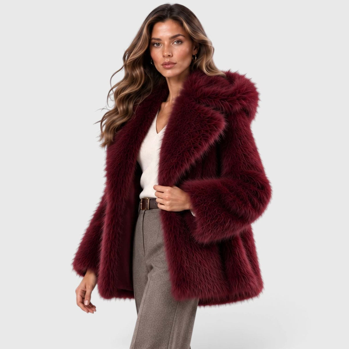 Angelina Plush Faux Fur Short Coat_8