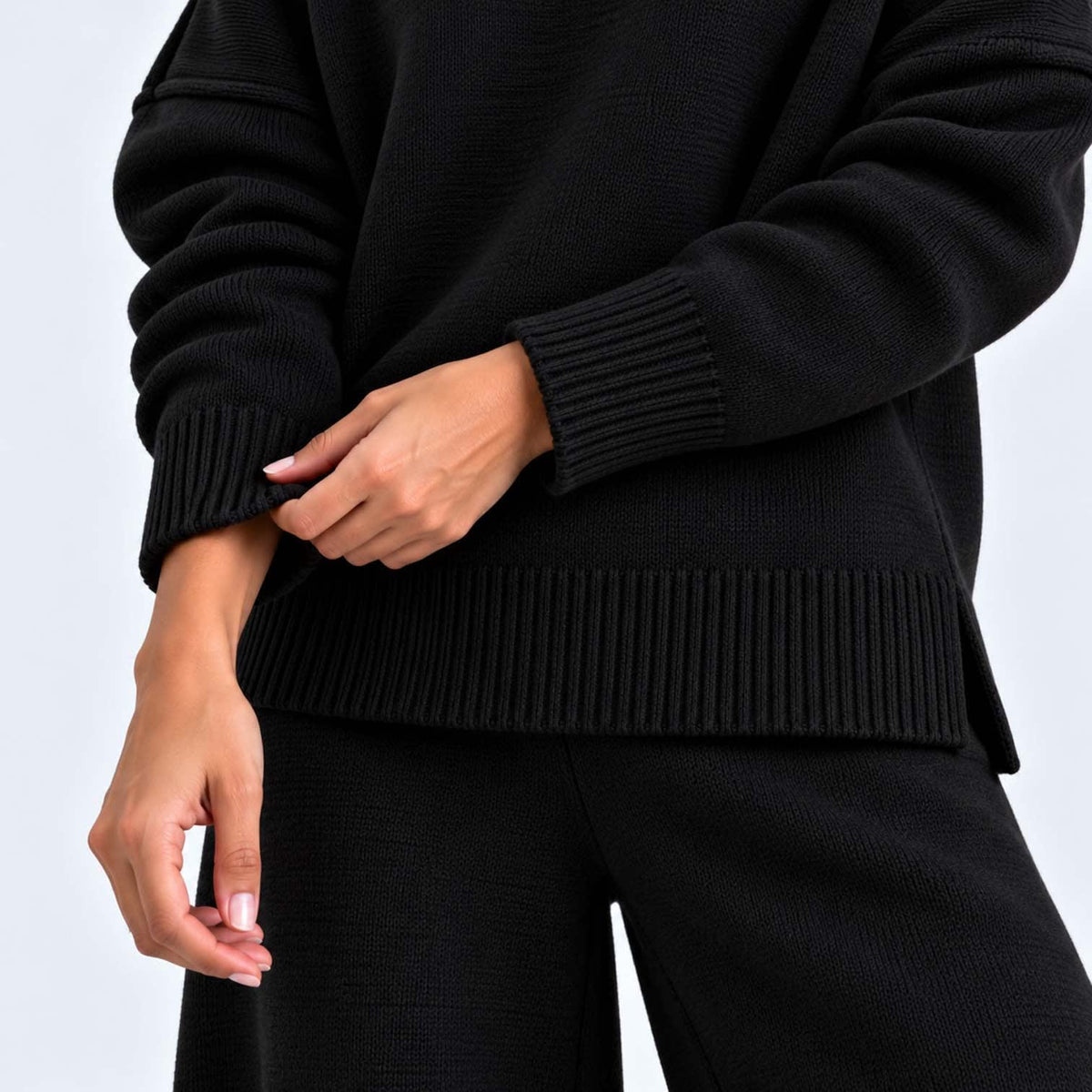 Lara Turtleneck Knit Two Piece Pants Set_14