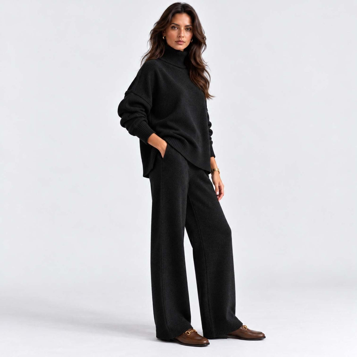 Lara Turtleneck Knit Two Piece Pants Set_17