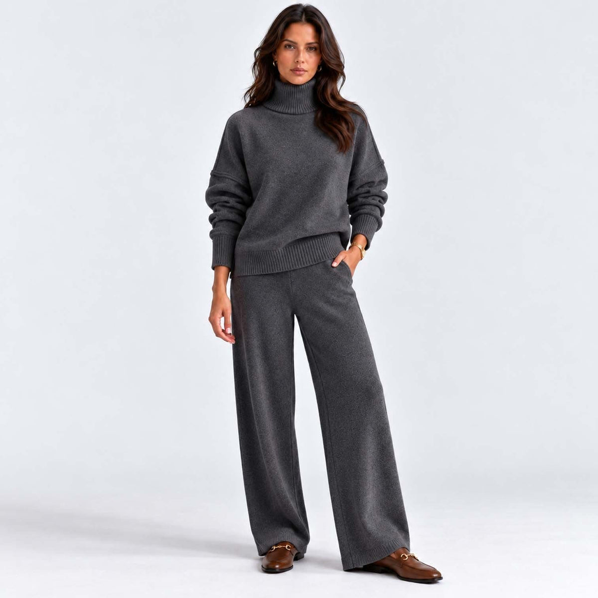 Lara Turtleneck Knit Two Piece Pants Set_19