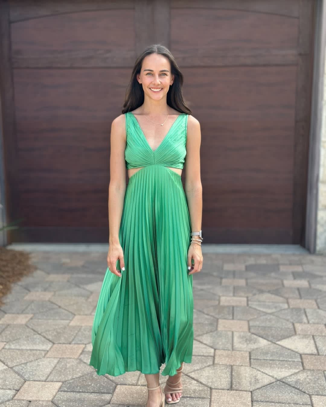 Gilda Flowy V-Neck Cutout Wedding Guest Midi Dress_6