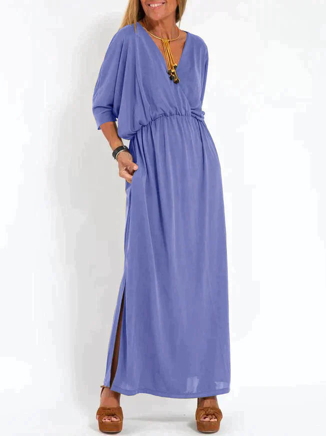 Ava V-Neck High-Slit Maxi Dress