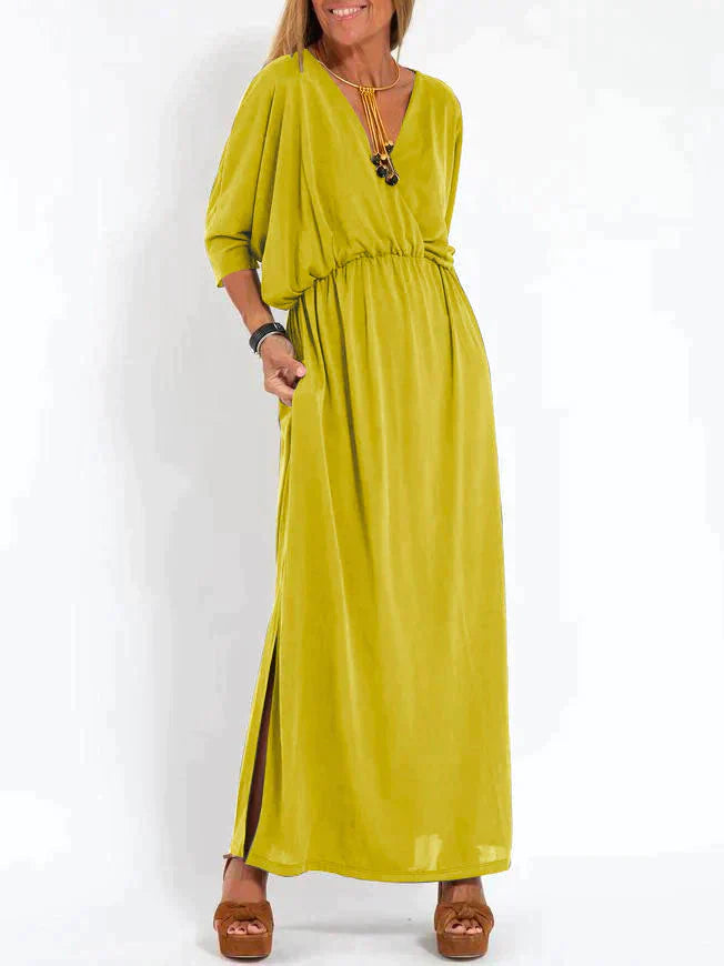 Ava V-Neck High-Slit Maxi Dress