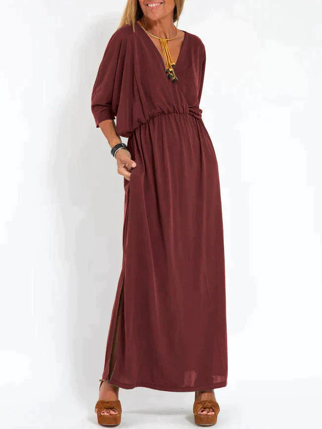 Ava V-Neck High-Slit Maxi Dress