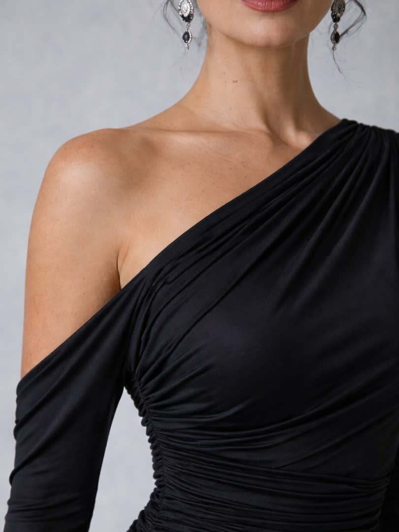 Amparo One Shoulder Ruched Maxi Dress_4