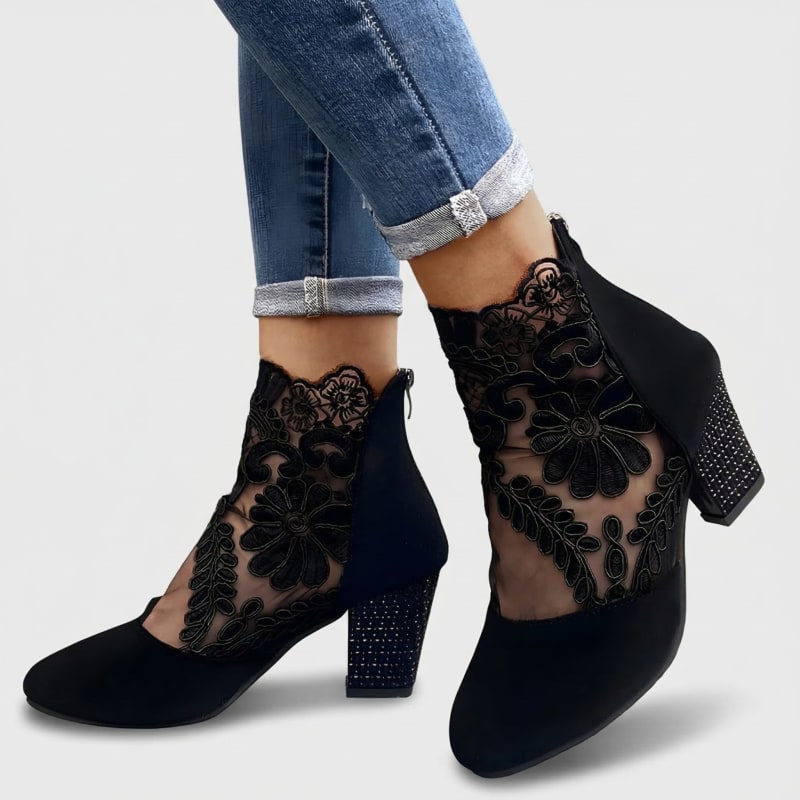 Colette Lace Block Heel Ankle Booties_1