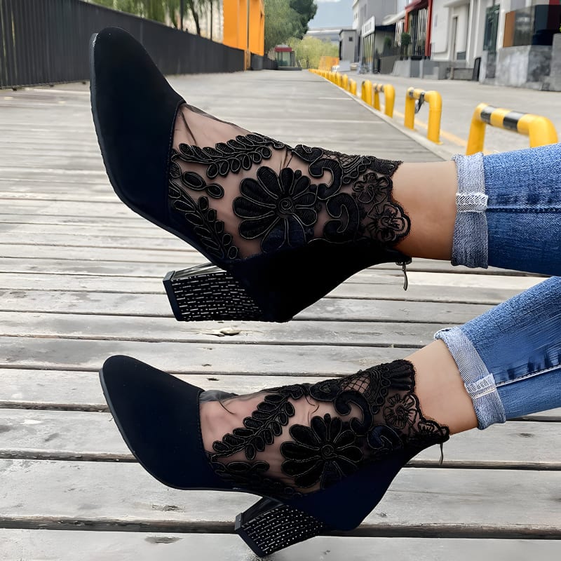 Colette Lace Block Heel Ankle Booties_3