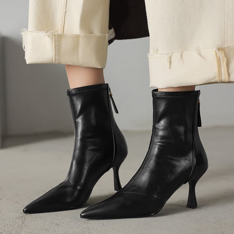 Ninetta Leather Pointed Toe Ankle Boots_6
