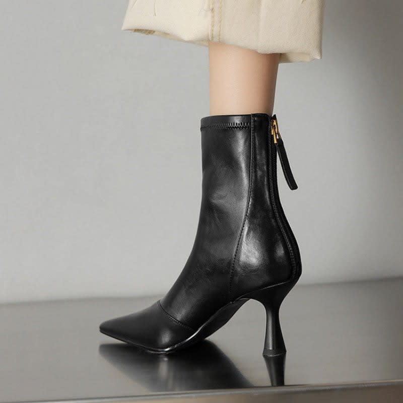Ninetta Leather Pointed Toe Ankle Boots_8