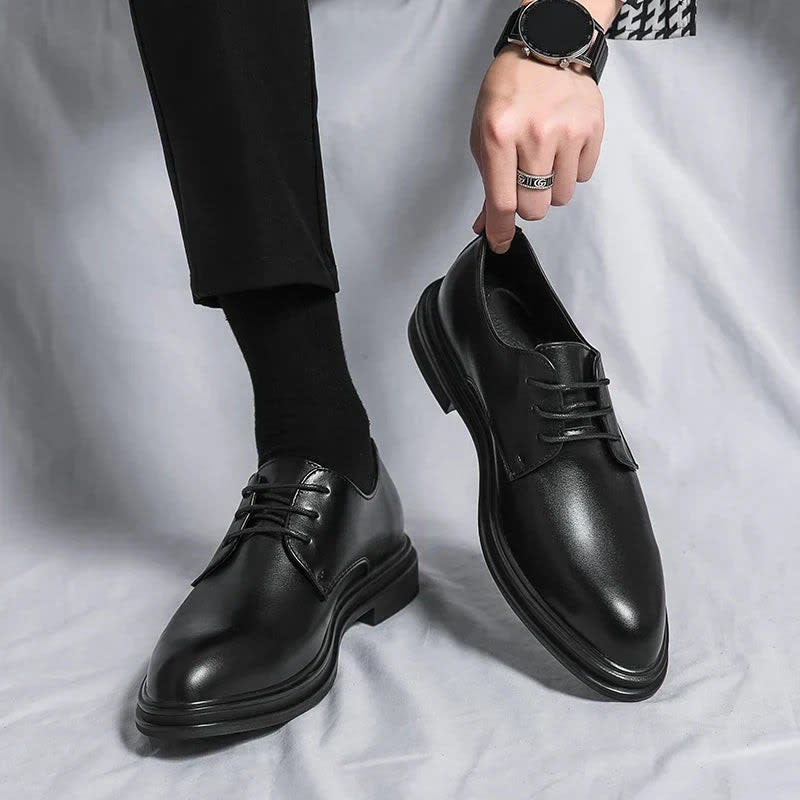 Emiliano Pointed Toe Lace-Up Derby Shoes_2