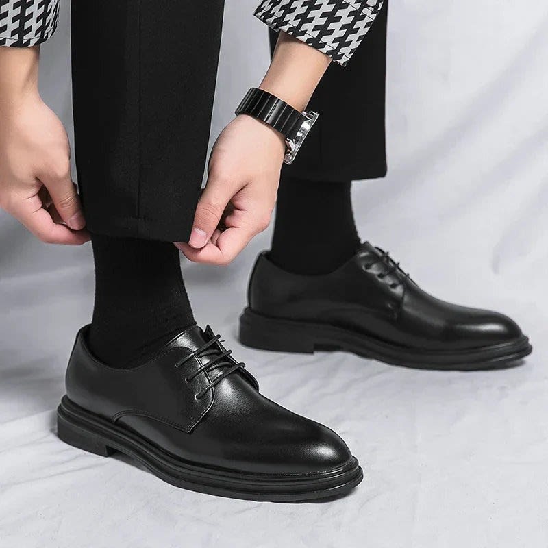 Emiliano Pointed Toe Lace-Up Derby Shoes_3