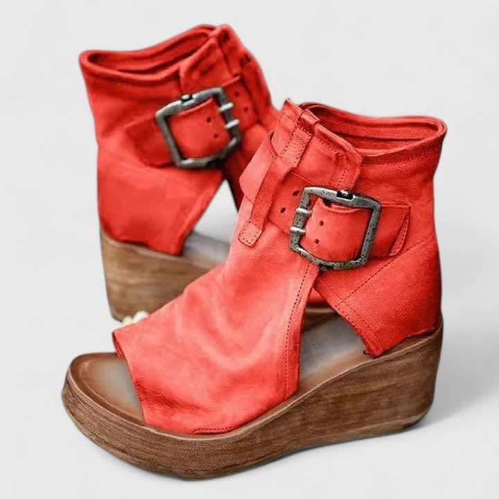 Alma Buckle Wedge Ankle Boots_4