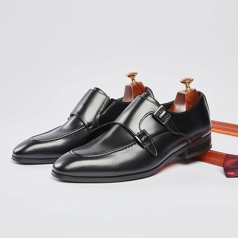Murray Polished Leather Double Monk Strap Dress Shoes_6