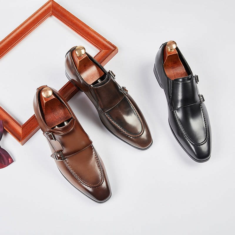 Murray Polished Leather Double Monk Strap Dress Shoes_9