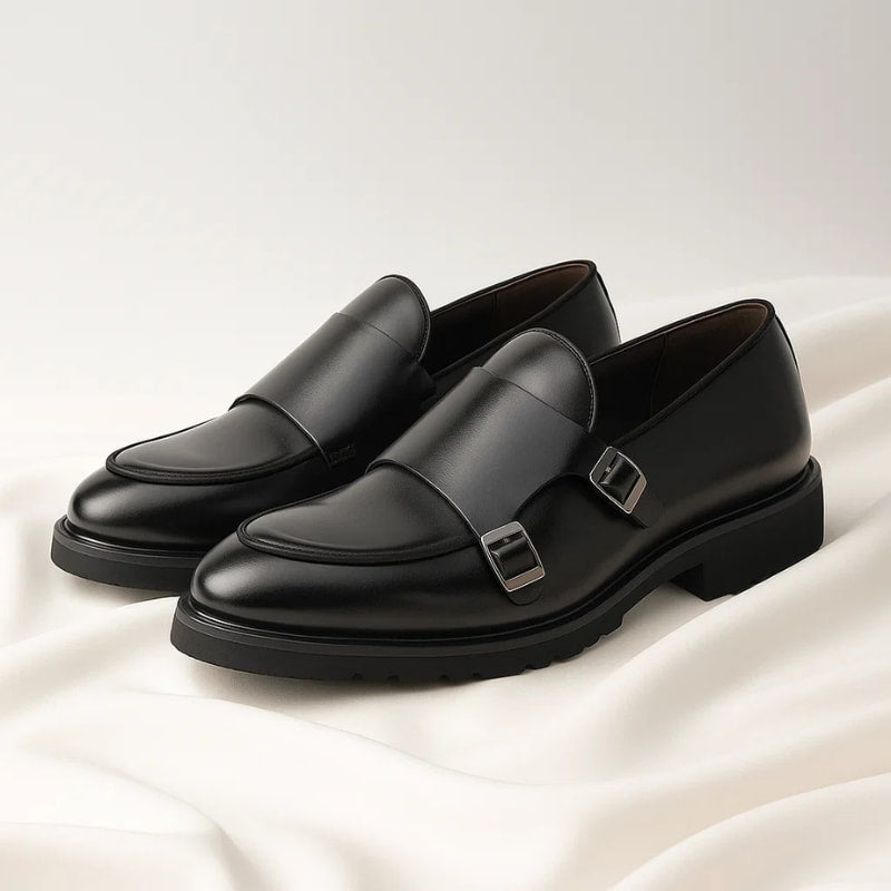 Lewis Leather Lug Sole Double Monk Strap Loafers_5