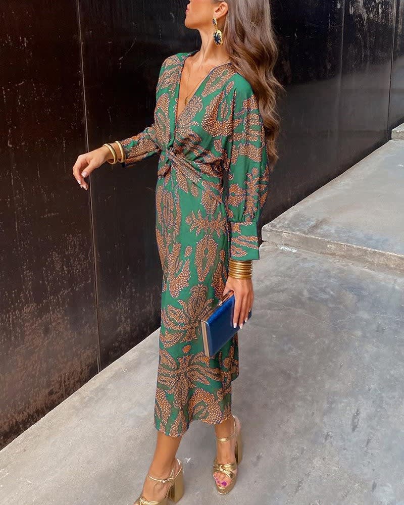 Tabitha Floral V-Neck Long Sleeve Wedding Guest Maxi Dress_2