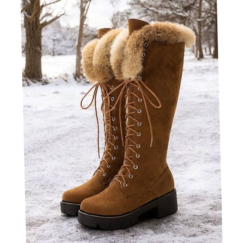 Sophie Faux Suede Lace Up Snow Boots_1