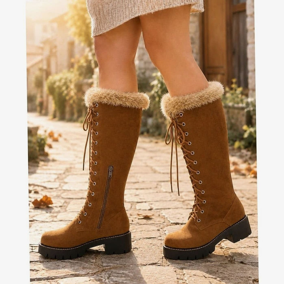 Sophie Faux Suede Lace Up Snow Boots_2