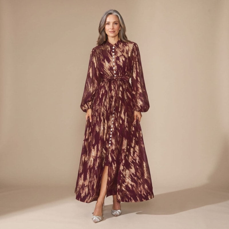 Manon Metallic Button Front Maxi Dress_1