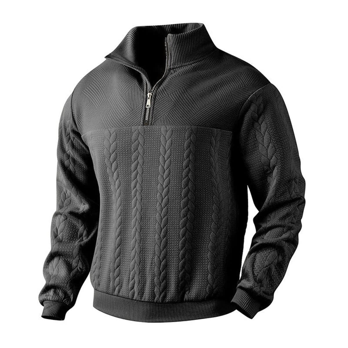 Emmett Cable Knit Quarter Zip Sweater_10
