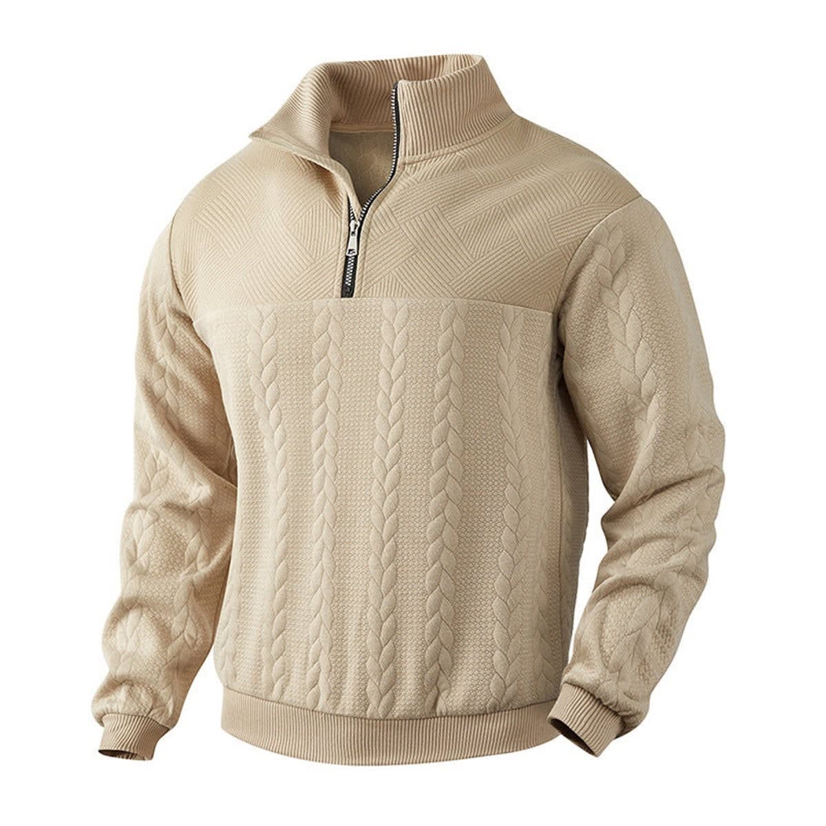 Emmett Cable Knit Quarter Zip Sweater_5