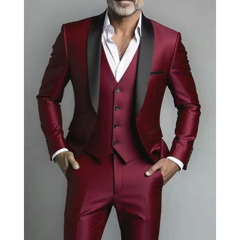 Marcus Shawl Lapel Three Piece Tuxedo Suit_5