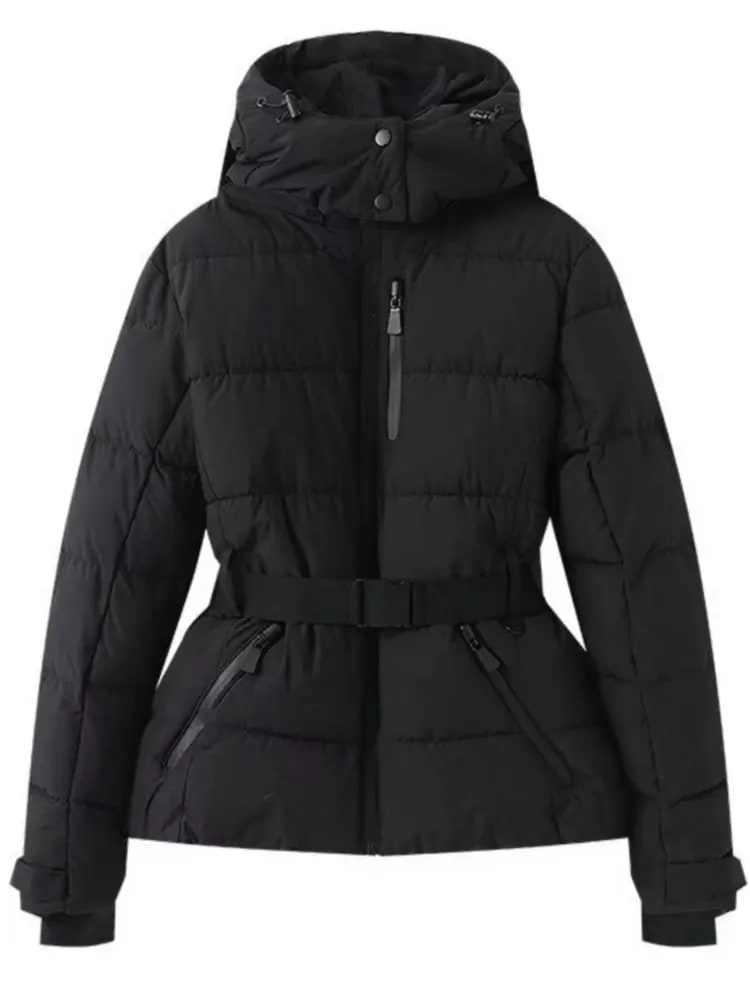 Felicity Belted Quilted Puffer Ski Jacket For Winter_2