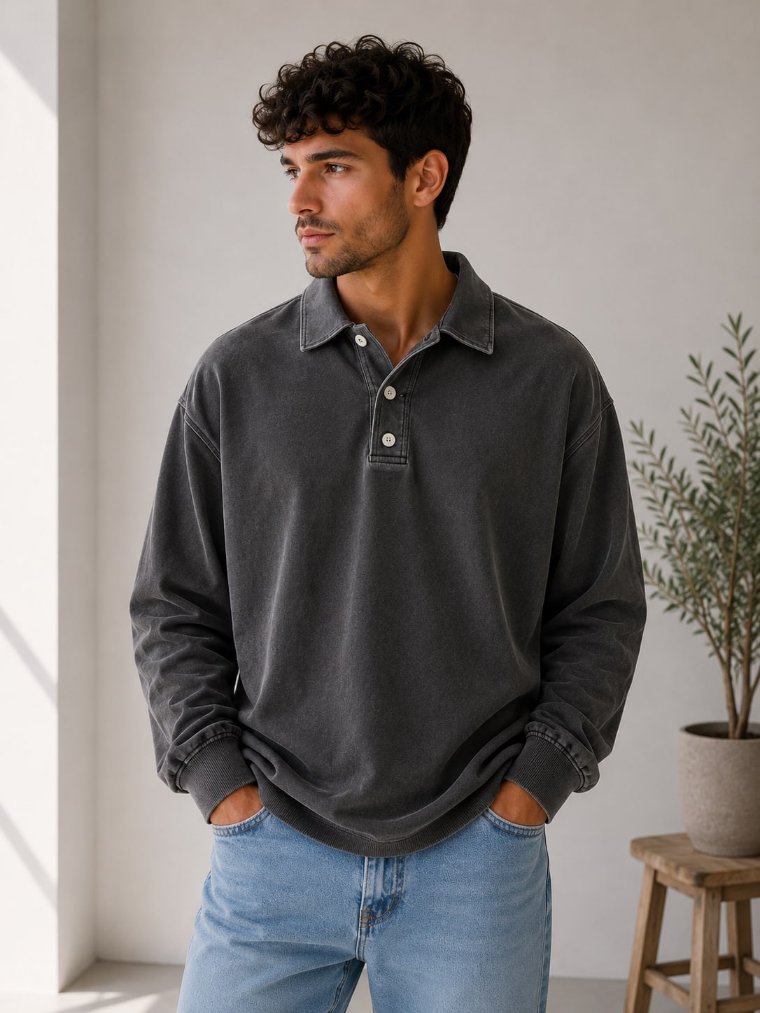 Walden Cotton Blend Relaxed Fit Polo Sweatshirt_10