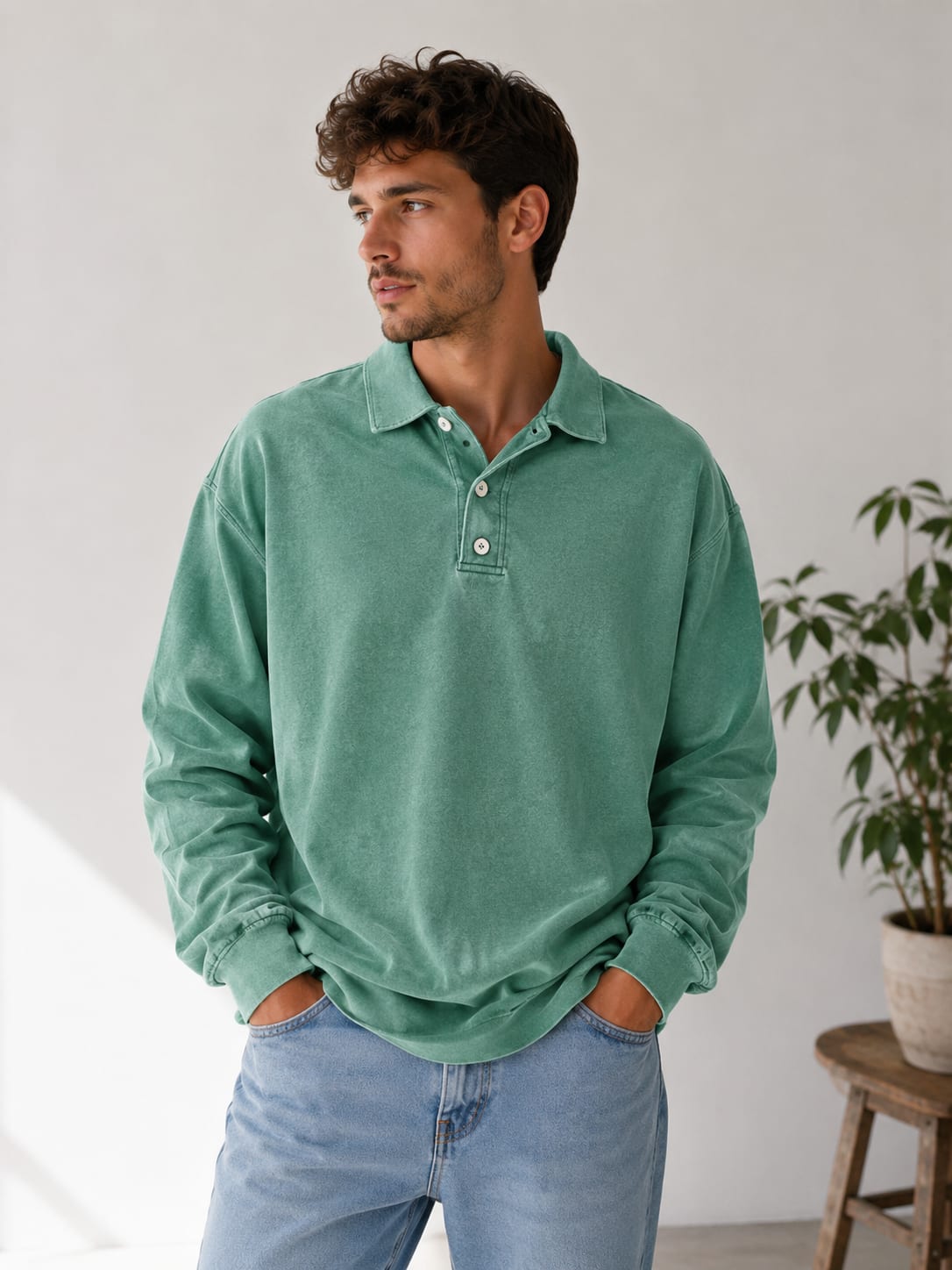 Walden Cotton Blend Relaxed Fit Polo Sweatshirt_4
