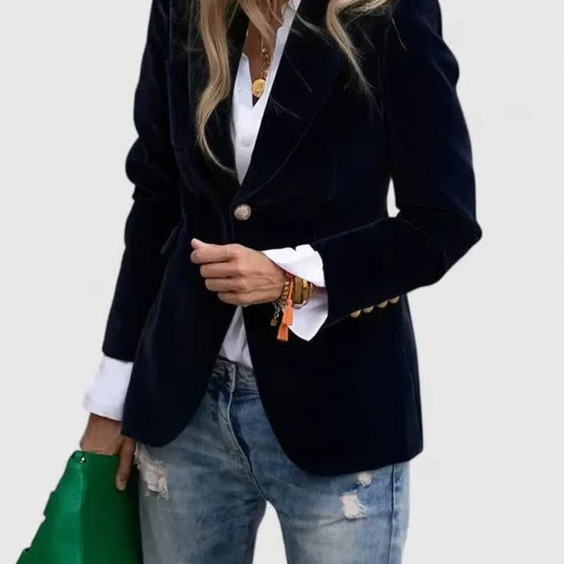 Eirene Velvet Notch Lapel Blazer_1