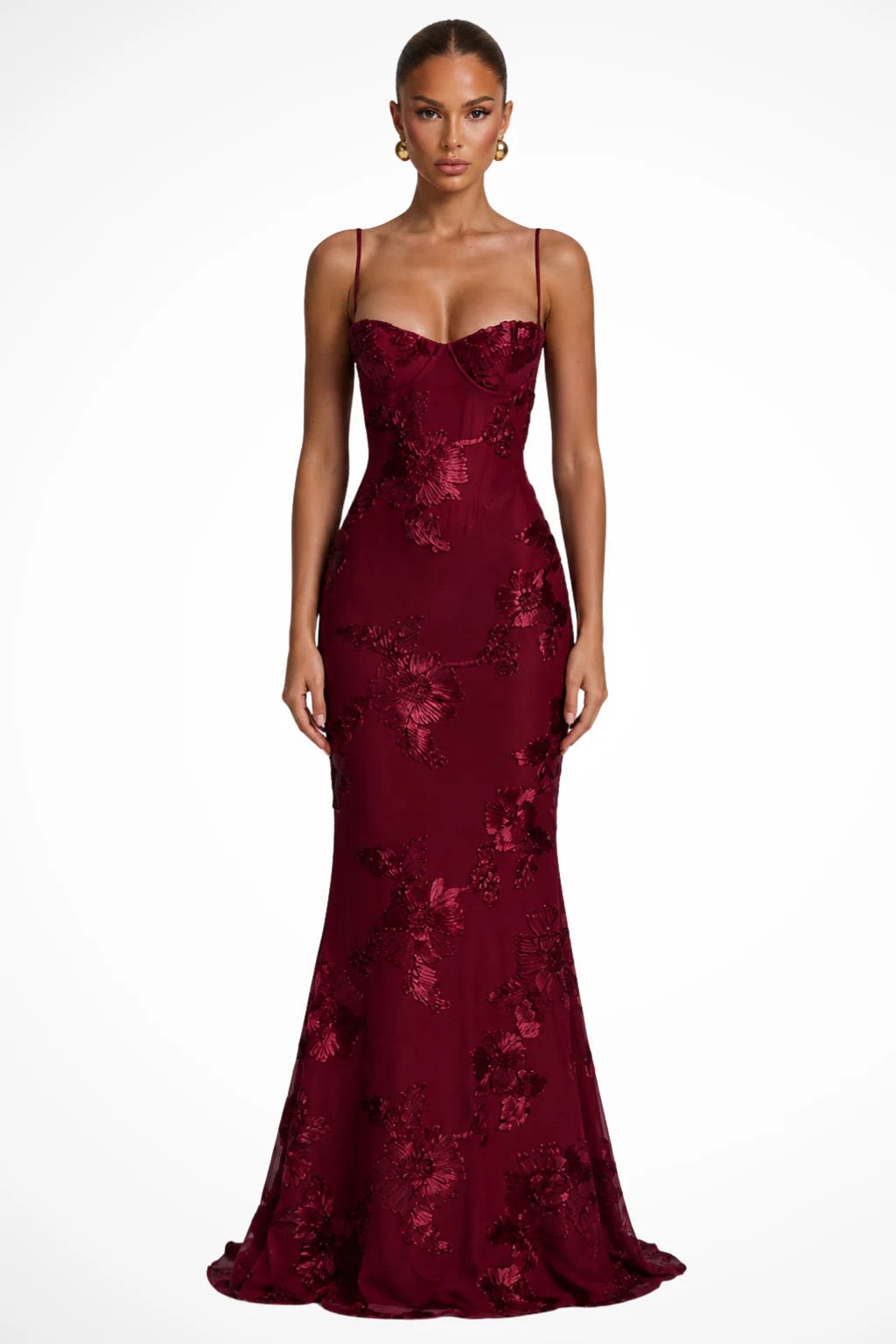 Octavia Embroidered Corset Wedding Guest Maxi Dress_16