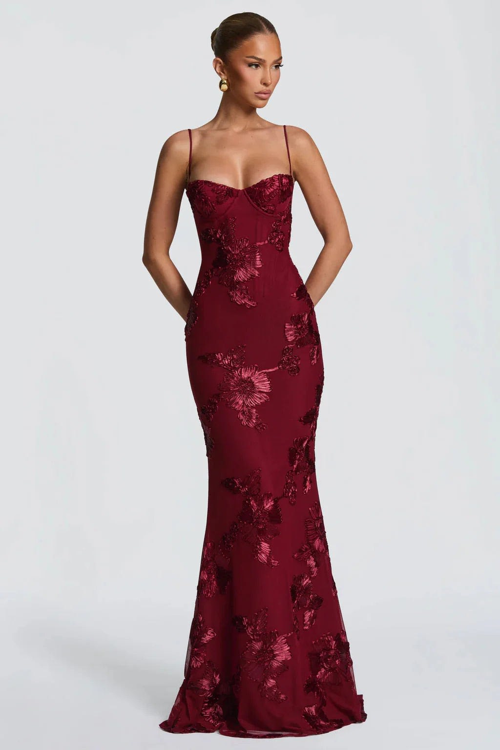 Octavia Embroidered Corset Wedding Guest Maxi Dress_17