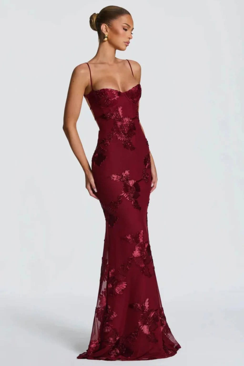 Octavia Embroidered Corset Wedding Guest Maxi Dress_18